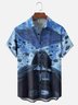 Moisture Wicking Star Robot Chest Pocket Hawaiian Shirt