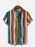 Moisture Wicking Geometric Stripes Chest Pocket Hawaiian Shirt