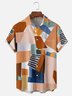 Moisture Wicking Geometric Color Block Chest Pocket Hawaiian Shirt