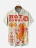 Moisture Wicking Vintage Hot Dog Poster Chest Pocket Hawaiian Shirt