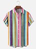 Moisture Wicking Geometric Stripes Chest Pocket Hawaiian Shirt