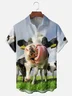 Moisture-Wicking Fun Headshot Cow Chest Pocket Hawaiian Shirt