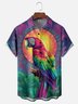 Moisture-Wicking Ombre Parrot Palm Leaf Chest Pocket Hawaiian Shirt