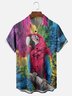 Moisture-Wicking Gradient Parrot Tropical Plant Chest Pocket Hawaiian Shirt