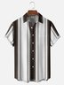 Moisture Wicking Geometric Stripes Chest Pocket Bowling Shirt