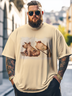 Hardaddy x Mikekoubou Big Size Men's Funny Tattoo Pig Art Loose T-shirt
