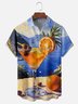 Moisture-Wicking Gradient Color Ocean View Cocktail Chest Pocket Hawaiian Shirt