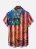 Moisture Wicking Gradient American Flag Sailboat Coconut Tree Line Drawing Chest Pocket Hawaiian Shirt
