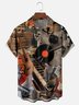 Moisture-wicking Vintage Vinyl Music Chest Pocket Casual Shirt