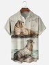 Hardaddy x Mikekoubou Moisture Wicking Art Walrus Seagull Chest Pocket Hawaiian Shirt