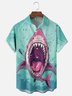 Moisture Wicking Ocean Animals Shark Chest Pocket Hawaiian Shirt