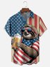 Moisture Wicking American Flag Sloth Cheers Oktoberfest Chest Pocket Hawaiian Shirt