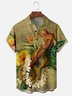 Moisture Wicking Hula Girl Guitar Chest Pocket Hawaiian Shirt