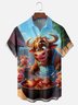 Moisture-wicking Cow Party BBQ Fun Chest Pocket Casual Shirt