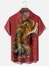 Moisture-wicking Ukiyo-e Dragon Tiger Japan Chest Pocket Hawaiian Shirt
