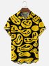 Moisture Wicking Abstract Smiley Face Chest Pocket Hawaiian Shirt
