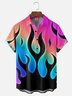 Moisture Wicking Abstract Gradient Flames Chest Pocket Hawaiian Shirt