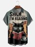 Moisture-wicking Black Cat Reading Chest Pocket Casual Shirt