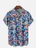Moisture Wicking Art Geometric Color Block Chest Pocket Hawaiian Shirt