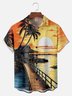 Big Size Moisture-wicking Sunset Gold Beach Chest Pocket Hawaiian Shirt
