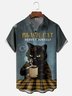 Moisture-wicking Black Cat Serve Yourself Chest Pocket Casual Shirt