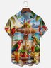 Moisture-wicking Funny Parrot Beach Party Chest Pocket Hawaiian Shirt