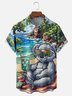 Moisture Wicking Funny Koala Chest Pocket Hawaiian Shirt