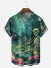 Moisture-wicking Skull Art Halloween Fun Chest Pocket Casual Shirt