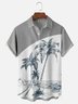 Hardaddy Mens Coconut Print Lapel Loose Short Sleeve Trendy Hawaiian Shirt