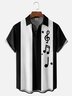 Mens Music Note Print Casual Breathable Loose Short Sleeve Bowling Shirts