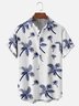 Mens Tropical Leaves Print Loose Chest Pocket Short Sleeve Hawaiian Shirt