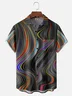 Hardaddy Mens 3D Abstract Print Casual Breathable Chest Pocket Short Sleeve Hawaiian Shirt