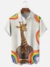 Hardaddy x Mikekoubou Moisture-wicking Funny Giraffe Rainbow Chest Pocket Hawaiian Shirt