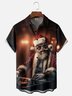 Moisture-wicking Fun Santa Music Festival Christmas Chest Pocket Casual Shirt