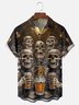 Moisture-wicking Oktoberfest Skeleton Beer Carnival Chest Pocket Casual Shirt