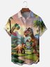 Moisture-wicking Jurassic Century Dinosaur Fun Chest Pocket Hawaiian Shirt