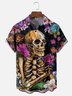 Moisture-wicking Cool Music Punk Skull Rose Chest Pocket Casual Shirt