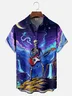 Moisture-wicking Cool Music Punk Skeleton Guitarist Chest Pocket Casual Shirt