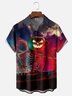 Moisture-wicking Pumpkin Skull Music Festival Halloween Chest Pocket Casual Shirt