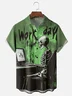 Moisture-wicking Funny Skull "Love Work Day" Chest Pocket Casual Shirt