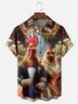 Moisture Wicking Fun Party Chicken Chest Pocket Hawaiian Shirt