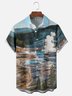 Moisture-wicking Landscape Mountain View Chest Pocket Hawaiian Shirt