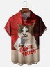 Moisture Wicking Funny Cat Chest Pocket Hawaiian Shirt