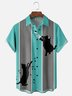 Moisture Wicking Music Black Cat Chest Pocket Bowling Shirt