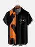 Moisture Wicking Halloween Black Cat Chest Pocket  Bowling Shirt