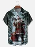 Moisture-wicking Christmas Santa Claus Chest Pocket Casual Shirt