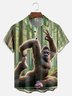 Big Size Moisture-wicking Bigfoot Yoga Fun Forest Chest Pocket Hawaiian Shirt