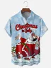 Moisture-wicking Christmas Santa Claus Chest Pocket Casual Shirt