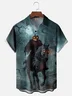 Moisture-wicking Halloween Headless Horseman Pumpkin Chest Pocket Casual Shirt