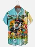 Tall Size Moisture Wicking Beach Orangutan Parrot Chest Pocket Hawaiian Shirt